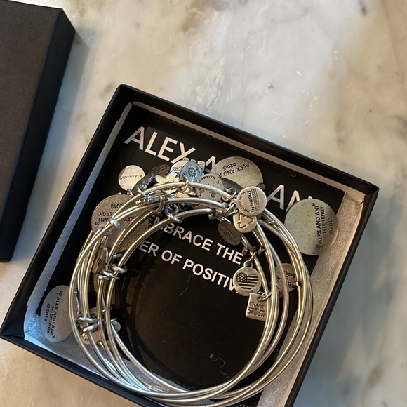 Alex and Ani (+) Energy 7 piece set. (Initial J charm) Great stacking bracelets. - Picture 12 of 12